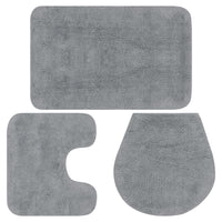 Set tappeto bagno 3 pezzi tessuto grigio 02_0005725