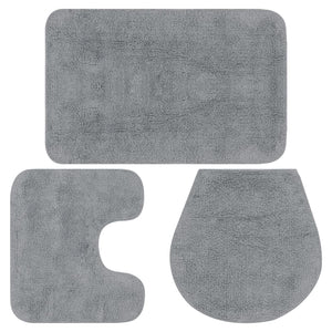 Set tappeto bagno 3 pezzi tessuto grigio 02_0005725