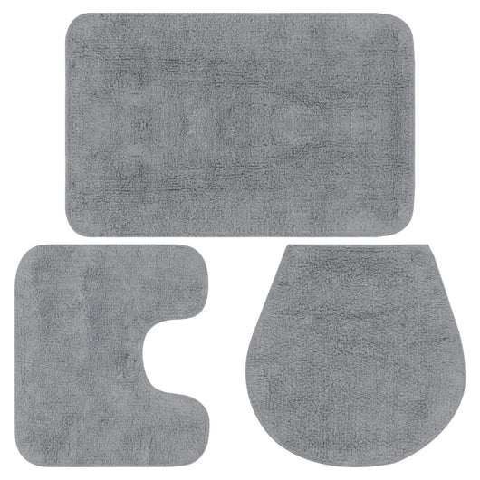 Set tappeto bagno 3 pezzi tessuto grigio 02_0005725
