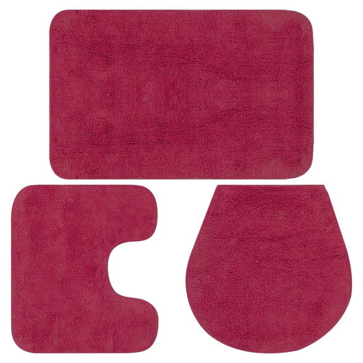 Set tappeto bagno 3 pezzi, tessuto fucsia 02_0005674