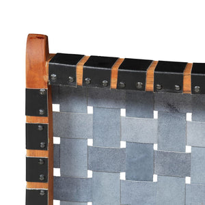 Sedia Pieghevole a Strisce Incrociate Nera in Vera Pelle 246366