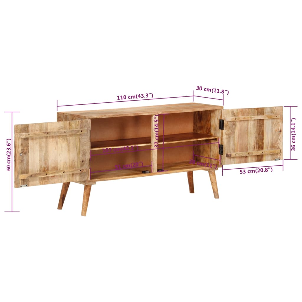 Credenza in Legno Massello di Mango 110x30x60 cm 246145