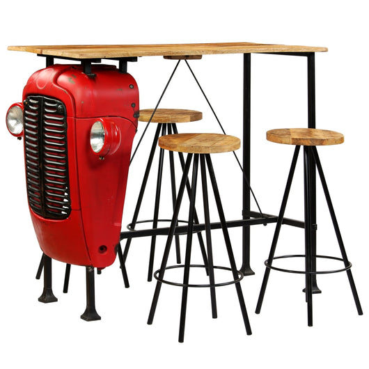 Set da Bar 5 pz in Legno Massello di Mango 120x60x107 cm cod mxl 21657