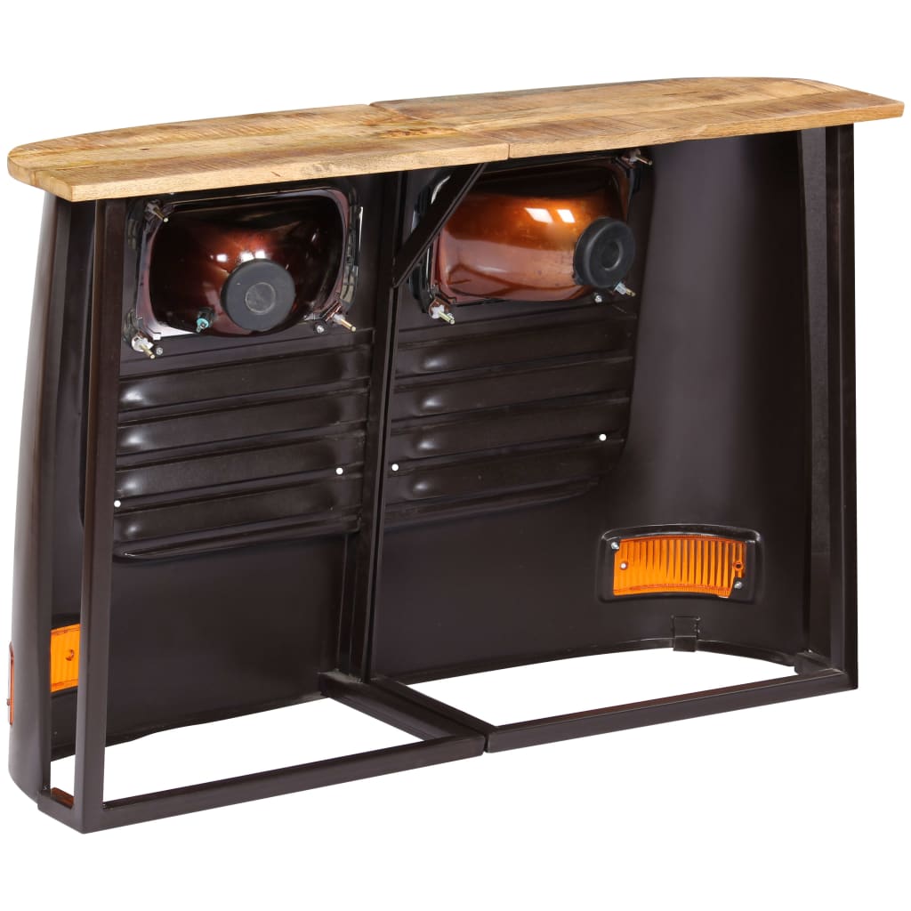Credenza Camion-Buffet-Armadio da cucina in Legno Massello di Mango Grigio Scuro