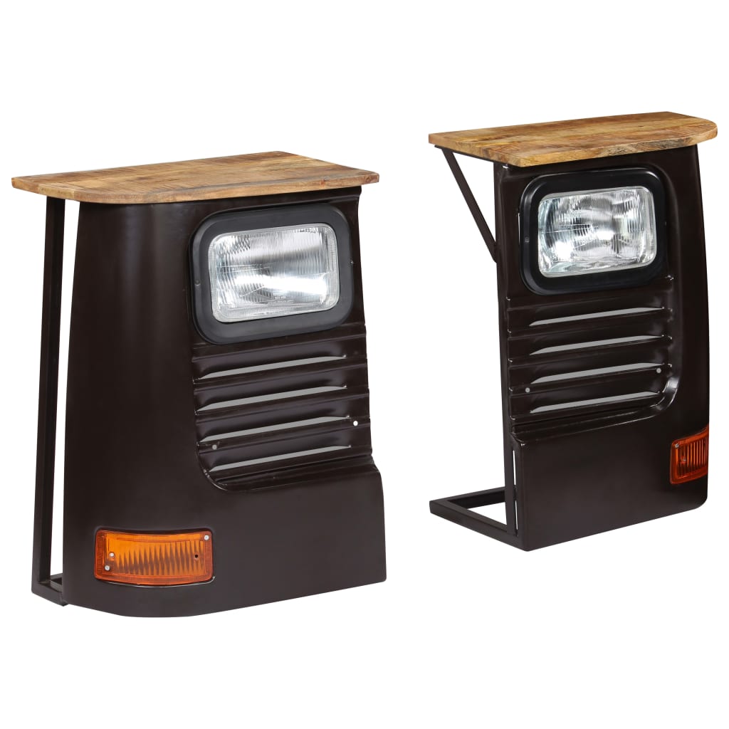Credenza Camion-Buffet-Armadio da cucina in Legno Massello di Mango Grigio Scuro