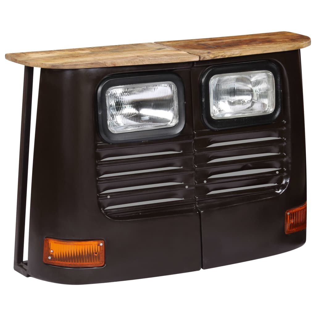 Credenza Camion-Buffet-Armadio da cucina in Legno Massello di Mango Grigio Scuro