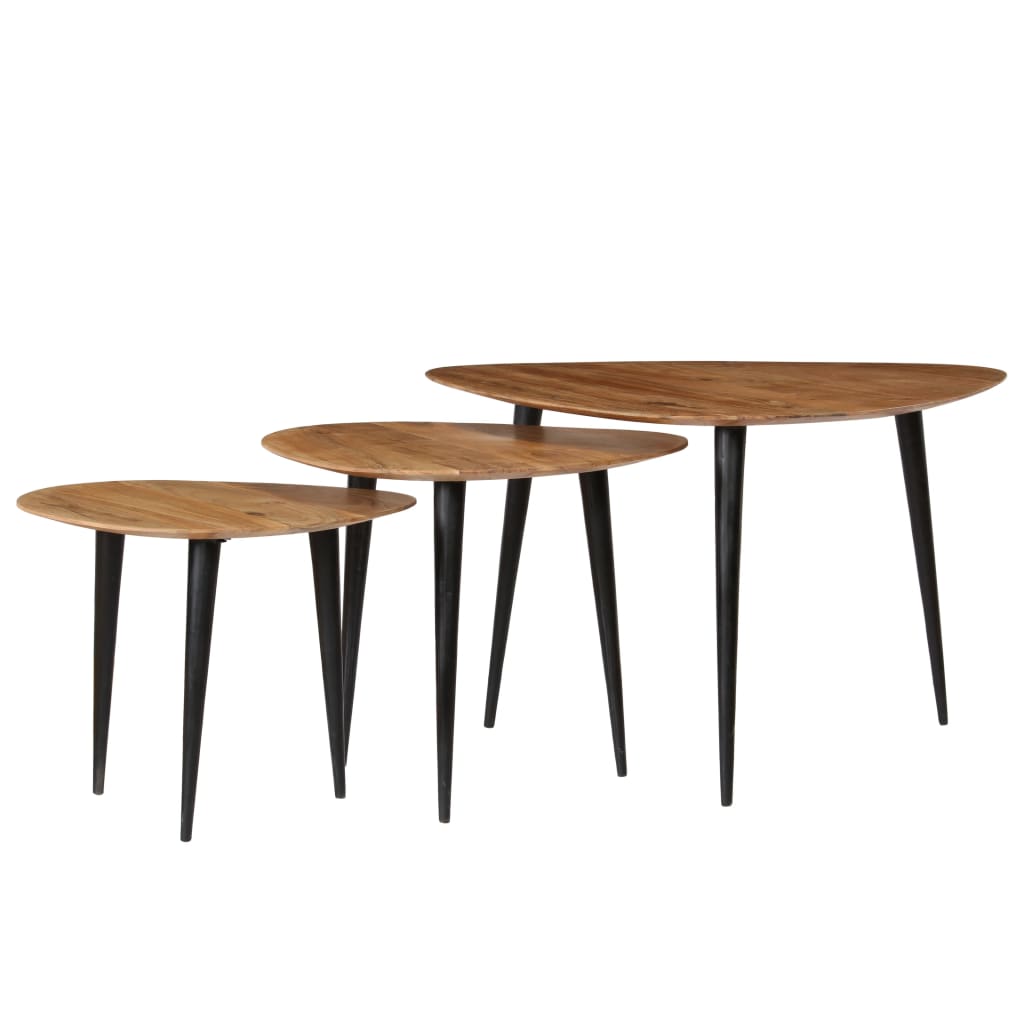 Set Tavolini da CaffÃ¨ 3 pz in Legno Massello d'Acacia cod mxl 13324