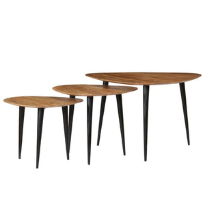 Set Tavolini da CaffÃ¨ 3 pz in Legno Massello d'Acacia cod mxl 13324