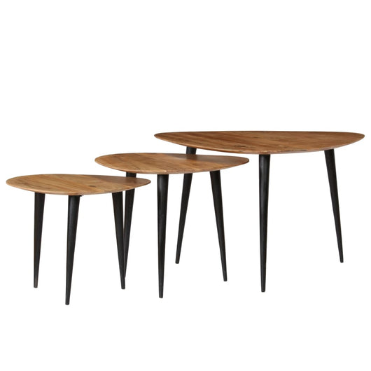 Set Tavolini da CaffÃ¨ 3 pz in Legno Massello d'Acacia cod mxl 13324