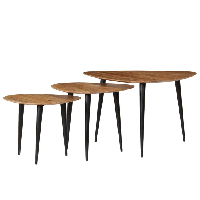 Set Tavolini da CaffÃ¨ 3 pz in Legno Massello d'Acacia cod mxl 13324