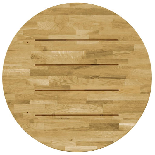 Piano del Tavolo Legno Massello di Rovere Circolare 23mm 900mm 245986
