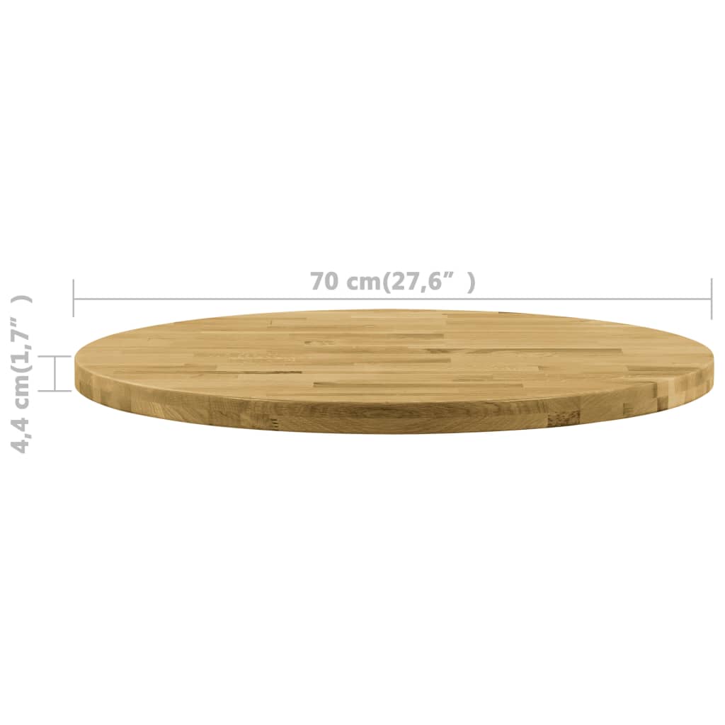 Piano del Tavolo Legno Massello di Rovere Circolare 44mm 700mm 245995