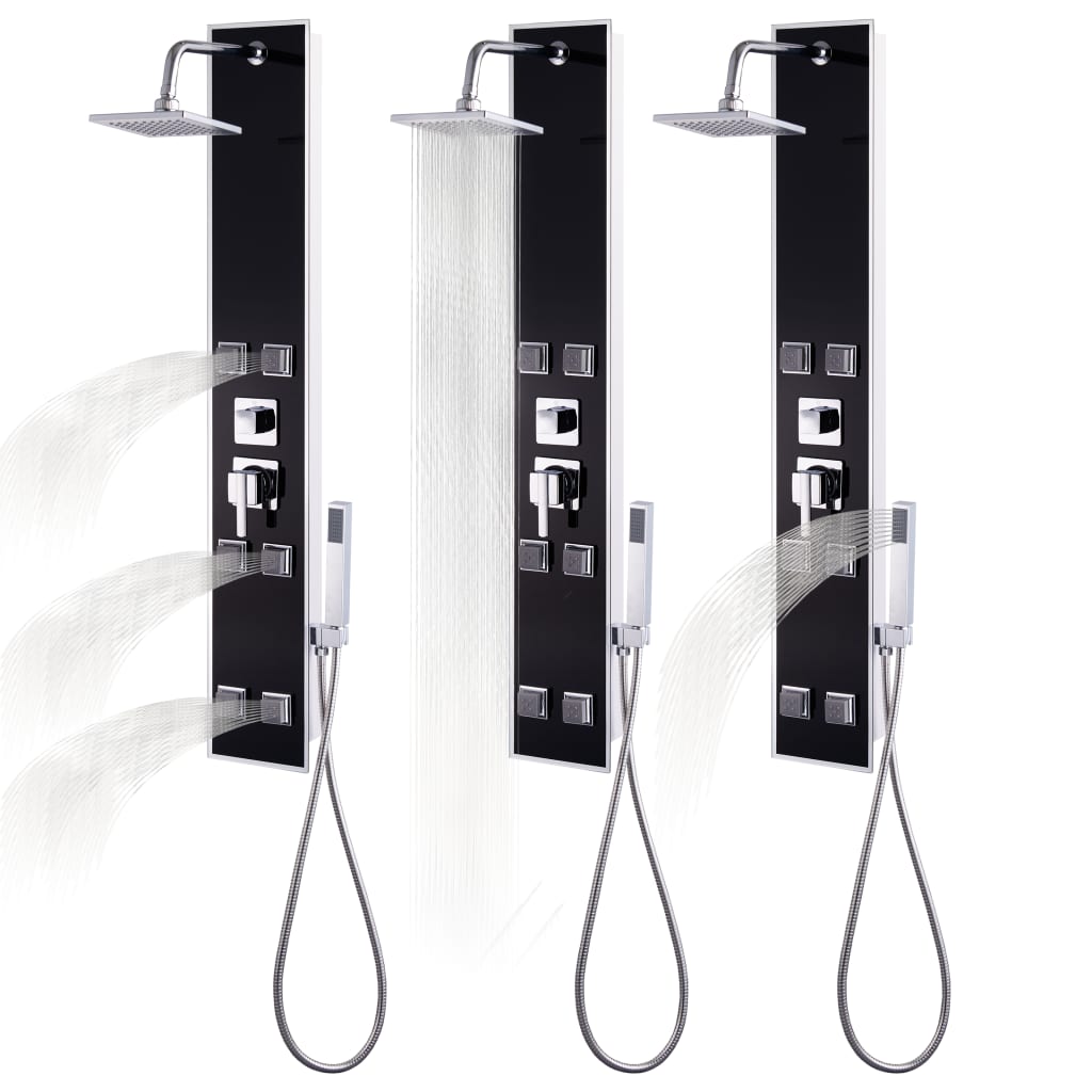 Pannello Doccia in Vetro 18x42,1x120 cm Nero 142991