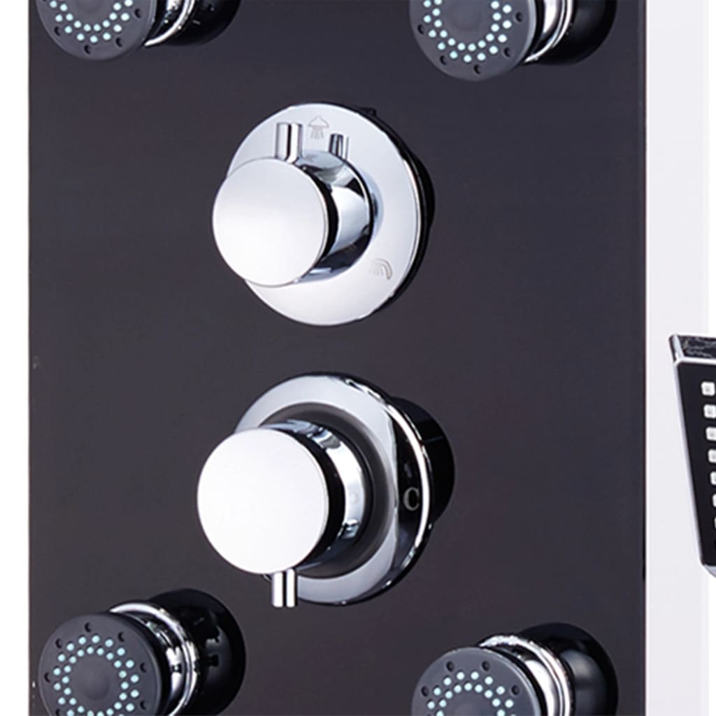 Pannello Doccia in Vetro 25x44,6x130 cm Nero 142993