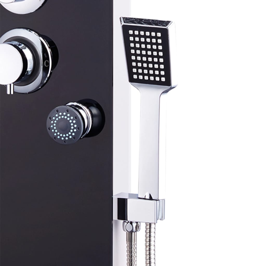 Pannello Doccia in Vetro 25x44,6x130 cm Nero 142993