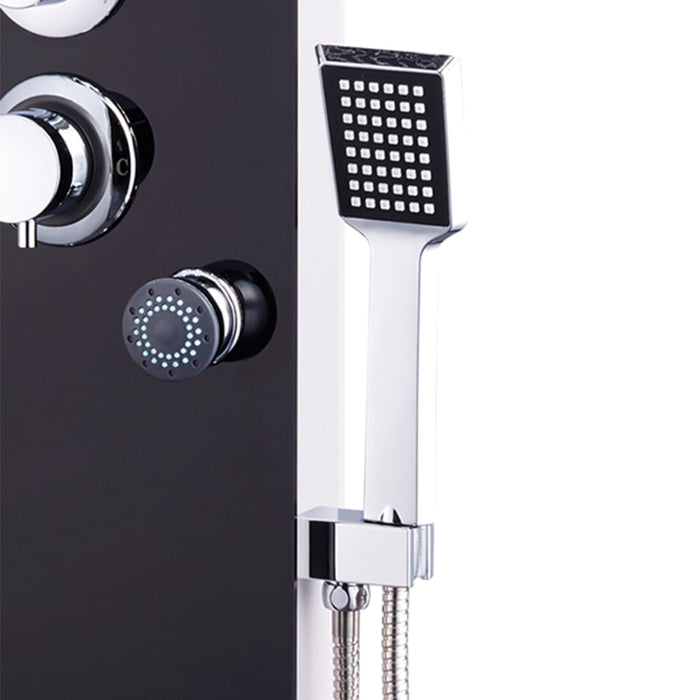 Pannello Doccia in Vetro 25x44,6x130 cm Nero 142993