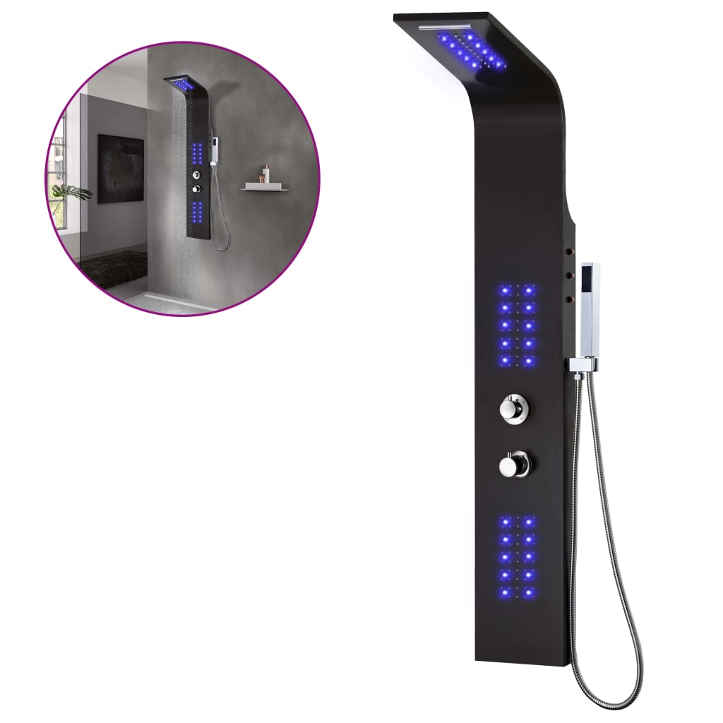 Colonna Doccia in Alluminio 20x44x130 cm Nero cod mxl 78206