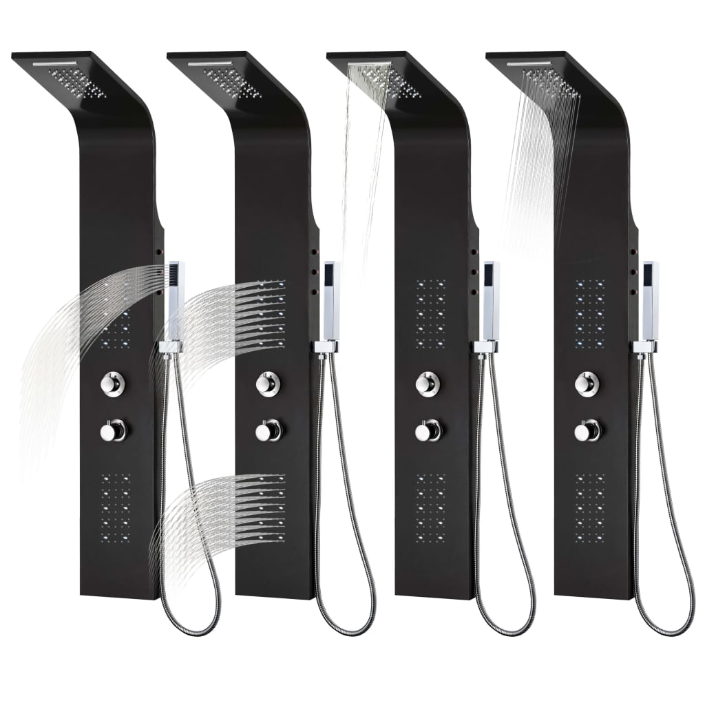 Colonna Doccia in Alluminio 20x44x130 cm Nero cod mxl 78206