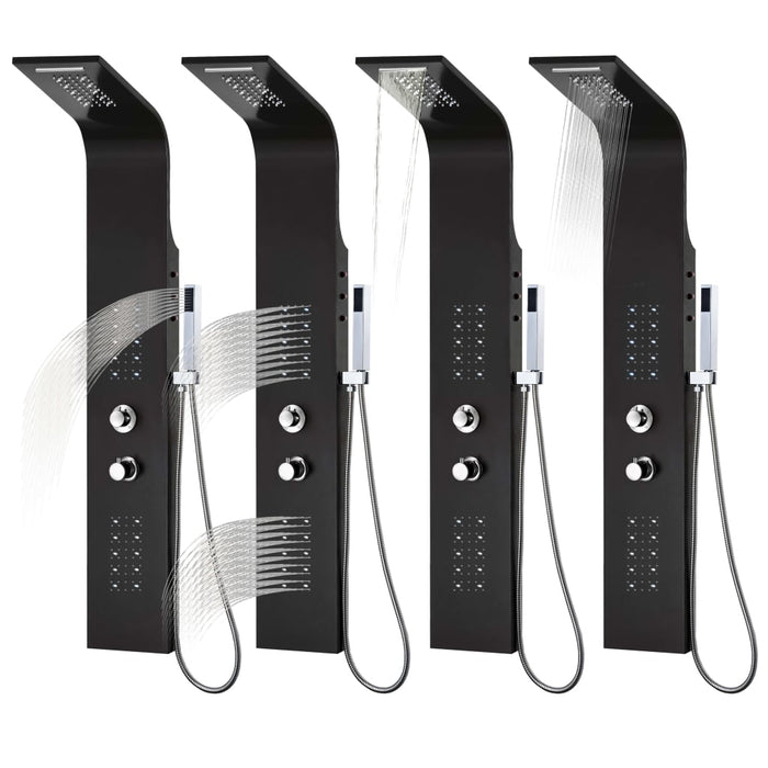 Colonna Doccia in Alluminio 20x44x130 cm Nero cod mxl 78206