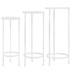 Supporto per piante 3 pezzi Stile vintage metallo anticato bianco 02_0045024