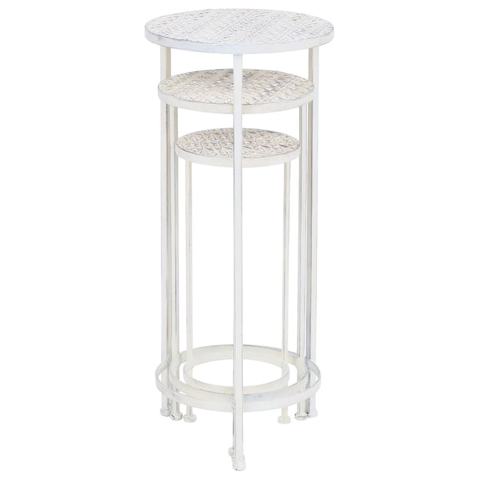 Supporto per piante 3 pezzi Stile vintage metallo anticato bianco 02_0045024