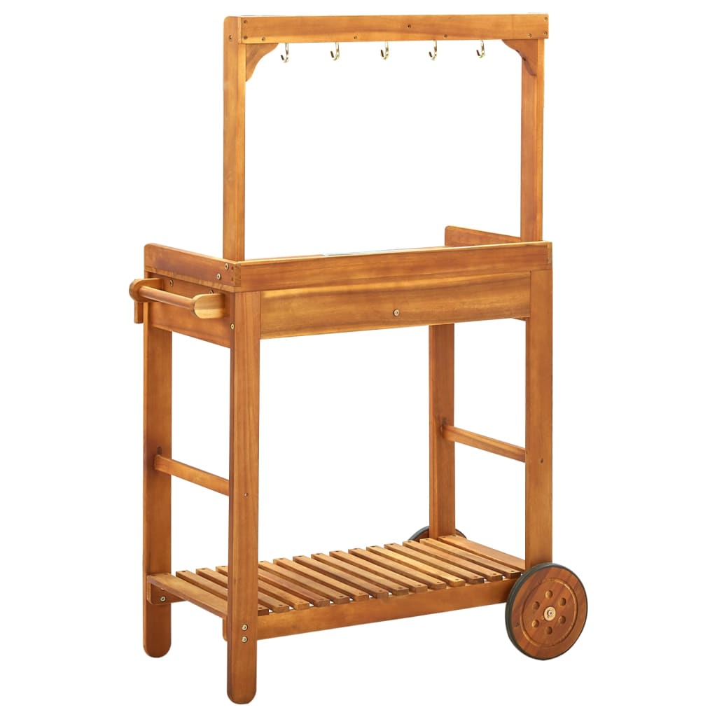 Carrello da Cucina da Giardino in Acacia 92x43,5x141,5 cm cod mxl 64258