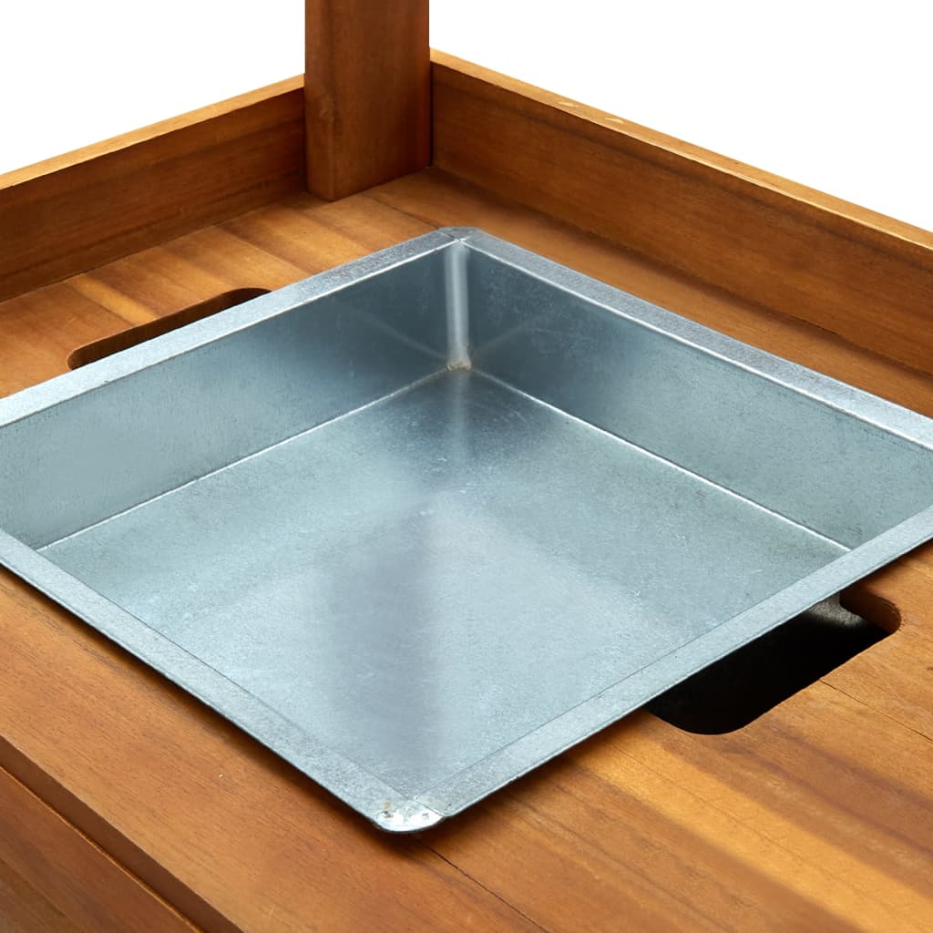 Carrello da Cucina da Giardino-Scaffale per Cucina in Acacia 92x43,5x141,5 cm