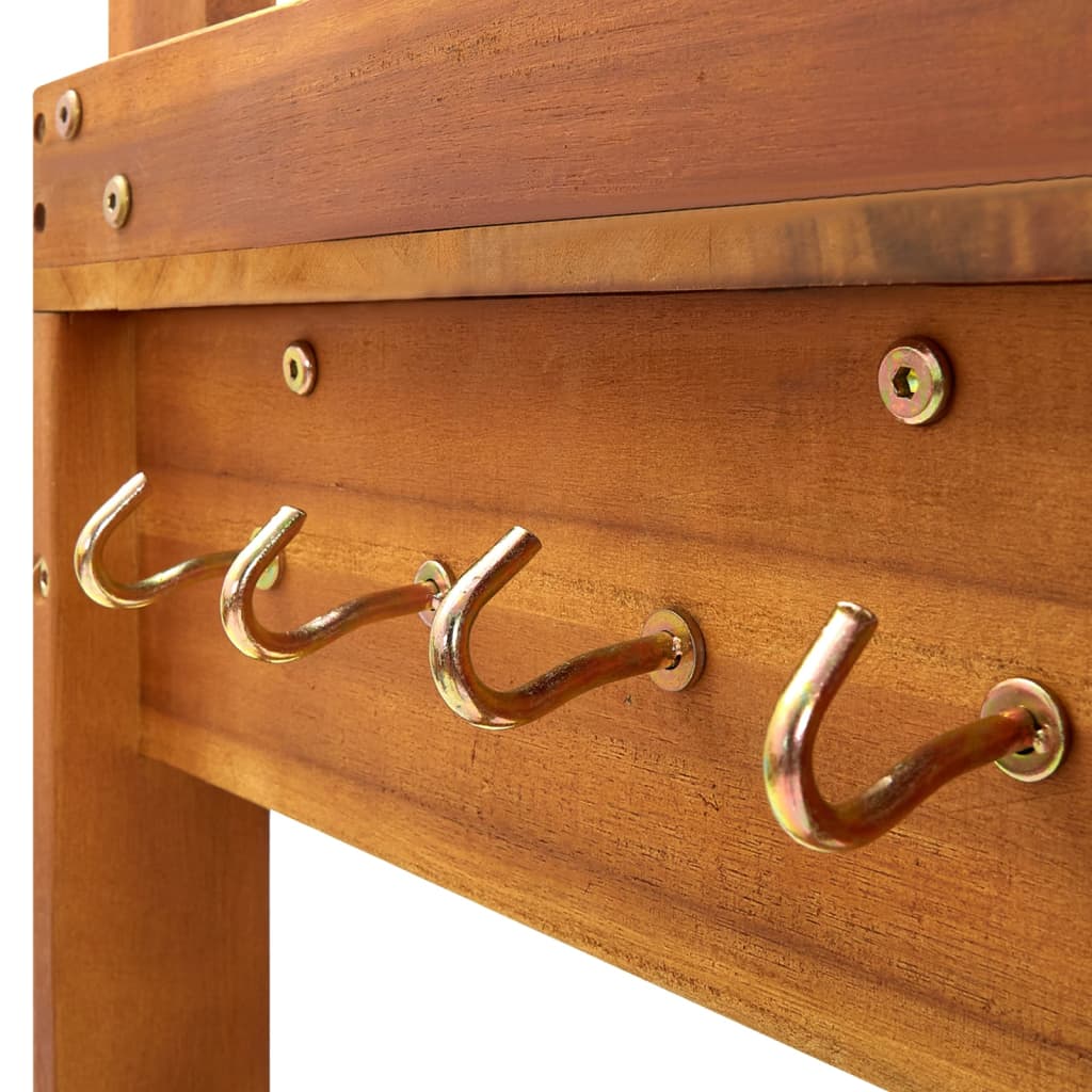 Carrello da Cucina da Giardino-Scaffale per Cucina in Acacia 92x43,5x141,5 cm