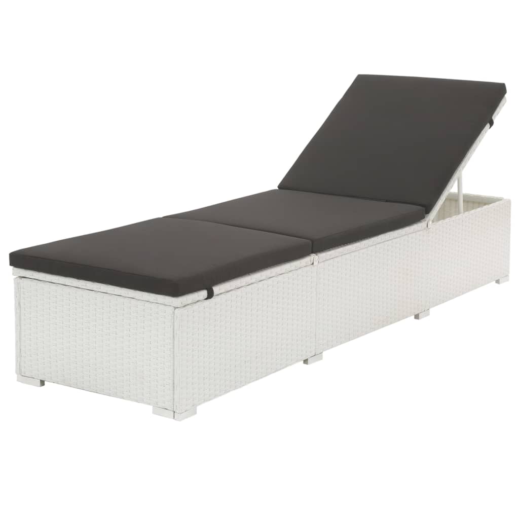 Lettino Prendisole con Cuscino in Polyrattan Bianco cod mxl 10098