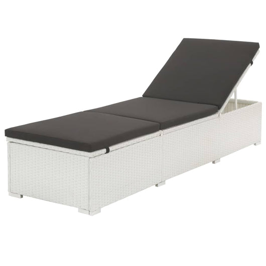 Lettino Prendisole con Cuscino in Polyrattan Bianco cod mxl 10098