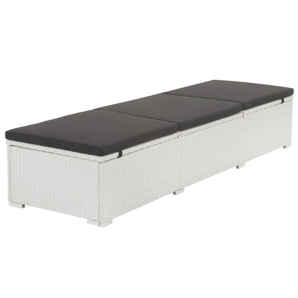 Lettino Prendisole con Cuscino in Polyrattan Bianco cod mxl 10098