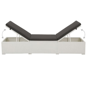 Lettino Prendisole con Cuscino in Polyrattan Bianco cod mxl 10098