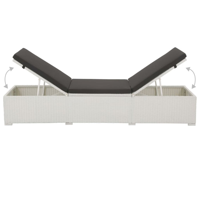 Lettino Prendisole con Cuscino in Polyrattan Bianco cod mxl 10098