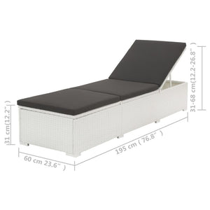 Lettino Prendisole con Cuscino in Polyrattan Bianco cod mxl 10098