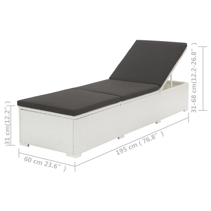 Lettino Prendisole con Cuscino in Polyrattan Bianco cod mxl 10098