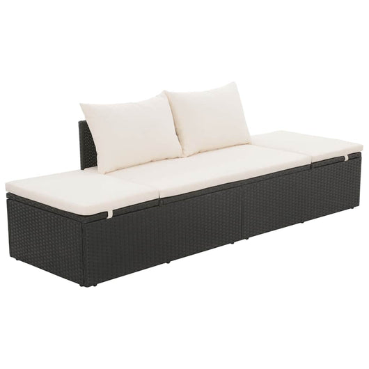 Lettino da Giardino Nero 195x60 cm in Polyrattan 43953