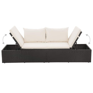 vidaXL Lettino da Giardino Nero 195x60 cm in Polyrattan