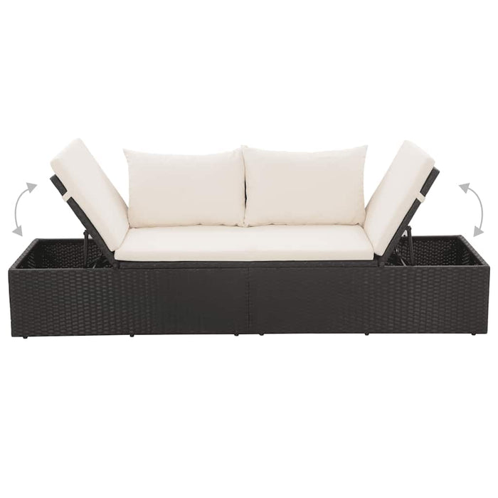 vidaXL Lettino da Giardino Nero 195x60 cm in Polyrattan