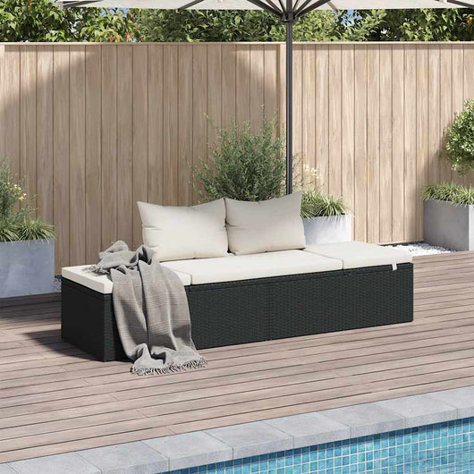 Lettino da Giardino Nero 195x60 cm in Polyrattan 43953