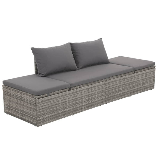 Lettino da Giardino Grigio 195x60 cm in Polyrattan 43955