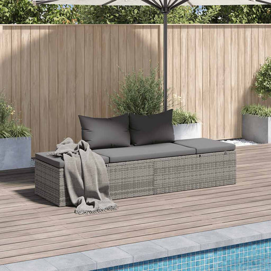 Lettino da Giardino Grigio 195x60 cm in Polyrattan 43955