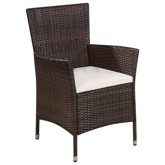 Sedia da Esterno con Sgabello e Cuscini in Polyrattan Marrone 44090