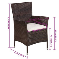 Sedia da Esterno con Sgabello e Cuscini in Polyrattan Marrone 44090