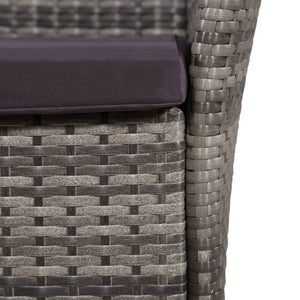 Sedia da Esterno con Sgabello e Cuscini in Polyrattan Grigio 44092