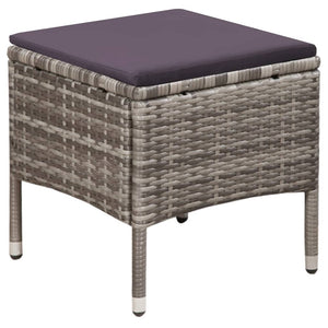 Sedia da Esterno con Sgabello e Cuscini in Polyrattan Grigio 44092