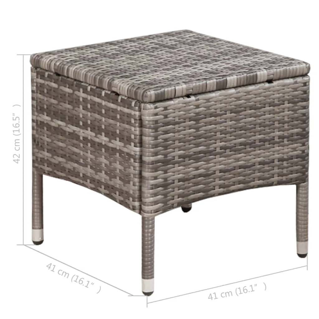 Sedia da Esterno con Sgabello e Cuscini in Polyrattan Grigio 44092