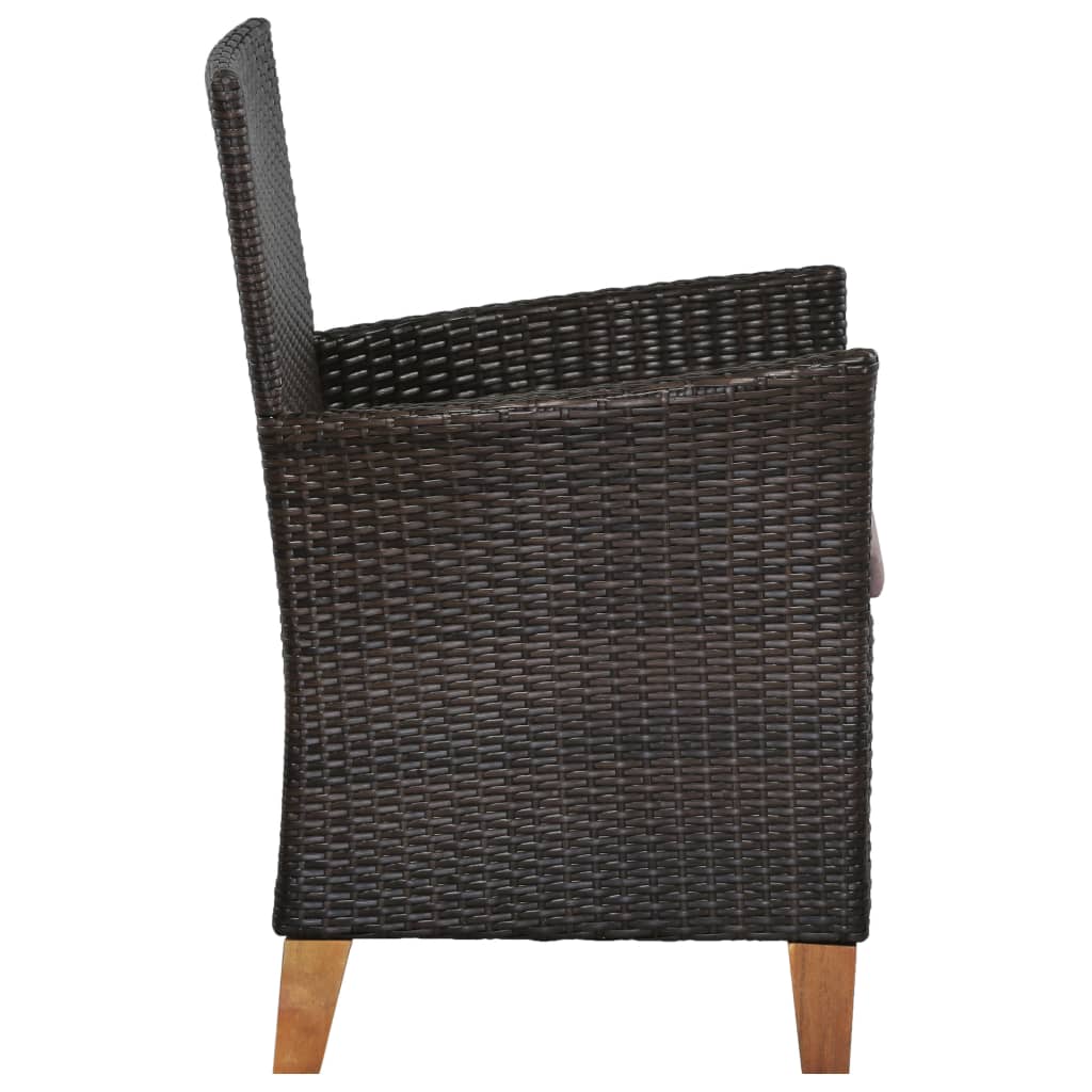 Sedie da Esterno con Cuscini 2 pz in Polyrattan Marrone 44099