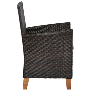 Sedie da Esterno con Cuscini 2 pz in Polyrattan Marrone 44099