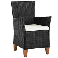 Sedie da Esterno con Cuscini in Polyrattan Nero 44103