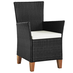 Sedie da Esterno con Cuscini in Polyrattan Nero 44103